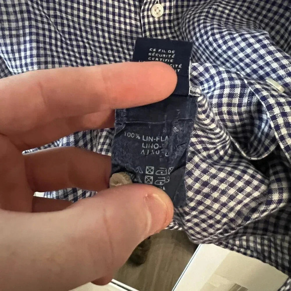 Men's Vilebrequin Button Up Short Sleeve Linen Shirt Size Small - Picture 5 of 6